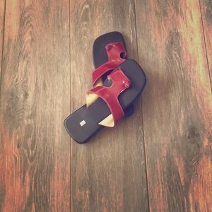 Red and black sandals